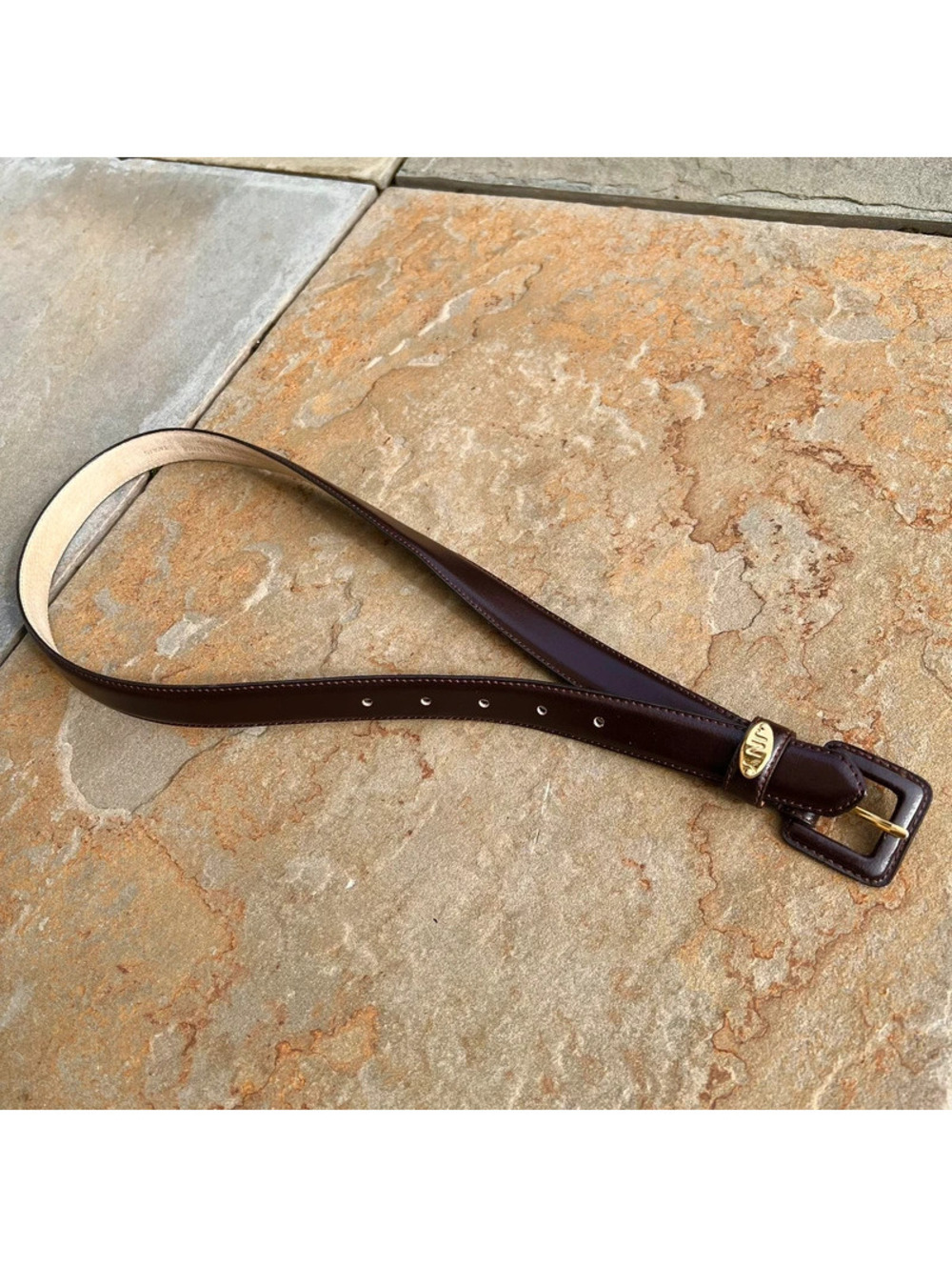 Vintage 90s Jones Dark Burgundy Brown Leather Belt